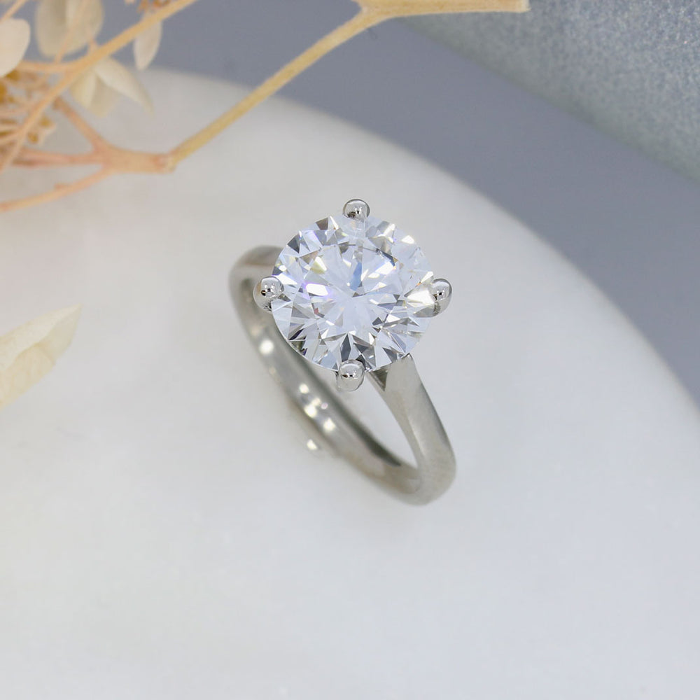 Platinum Certified Lab Grown Round Brilliant Cut Diamond Solitaire Ring 4.00ct D VS2
