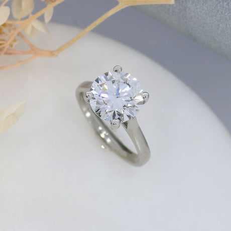 Platinum Certified Lab Grown Round Brilliant Cut Diamond Solitaire Ring 4.00ct D VS2