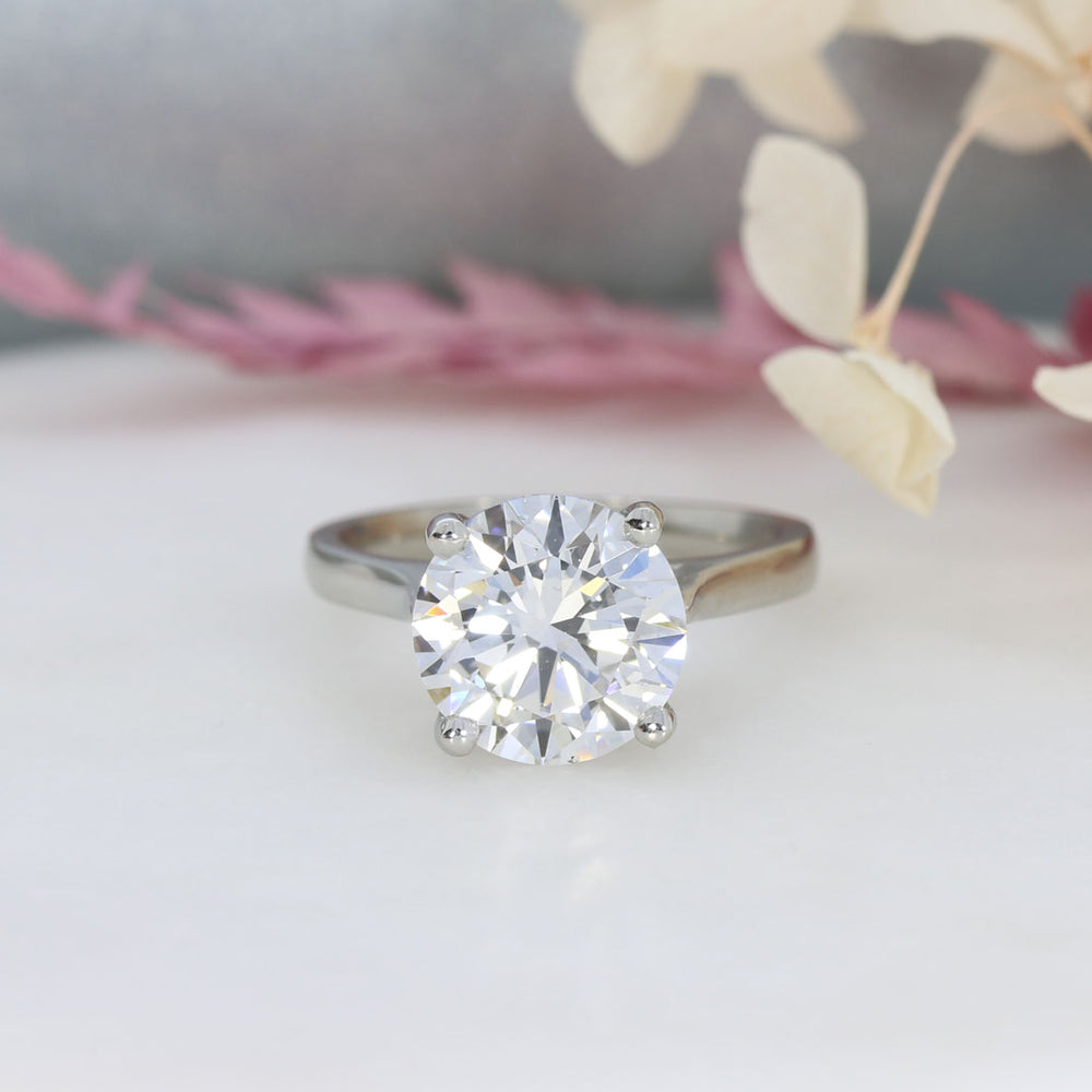 Platinum Certified Lab Grown Round Brilliant Cut Diamond Solitaire Ring 4.00ct D VS2