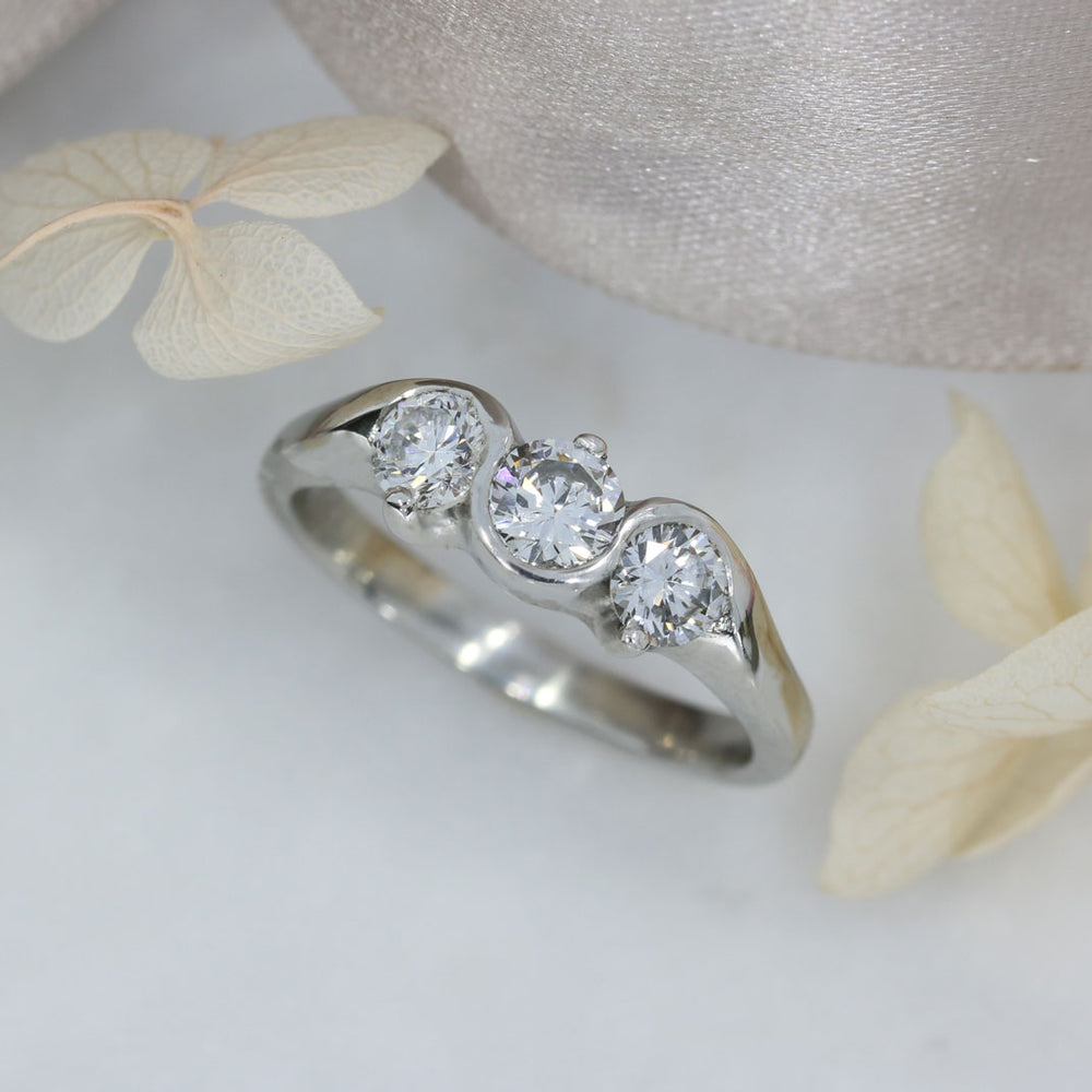 Platinum Diamond 3 Stone Ring 0.86ct