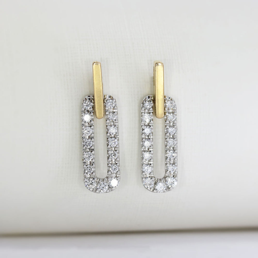 18ct Yellow & White Gold Oval Diamond Drop Earrings 0.75ct