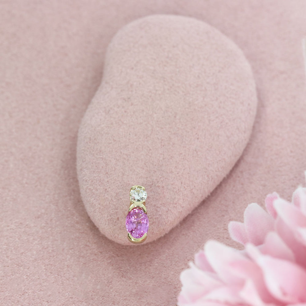 9ct Yellow Gold Pink Sapphire & Diamond Stud Earrings