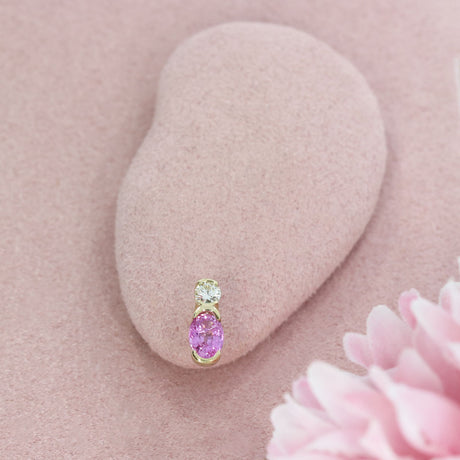 9ct Yellow Gold Pink Sapphire & Diamond Stud Earrings