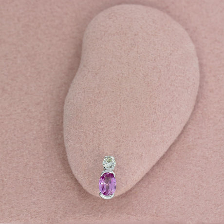 9ct White Gold Pink Sapphire & Diamond Stud Earrings