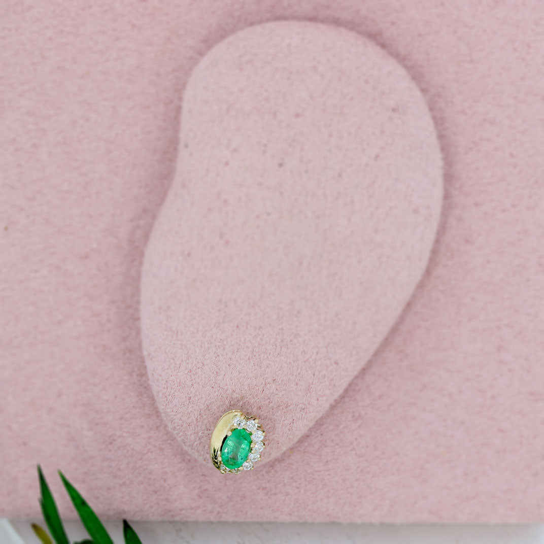 9ct Gold Emerald & Diamonds Earrings