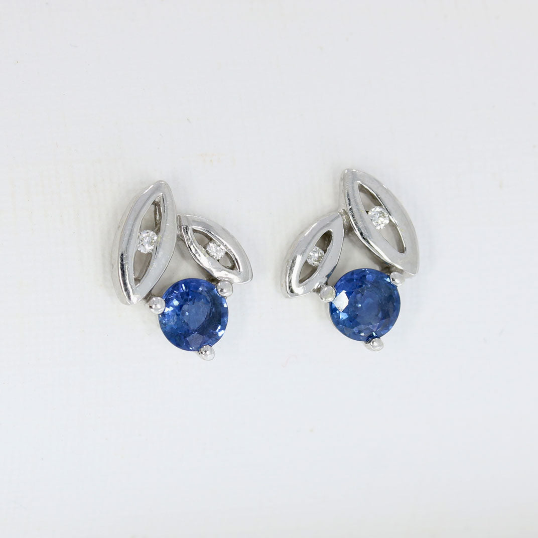 9ct Gold Fancy Sapphire & Diamond Studs Earrings