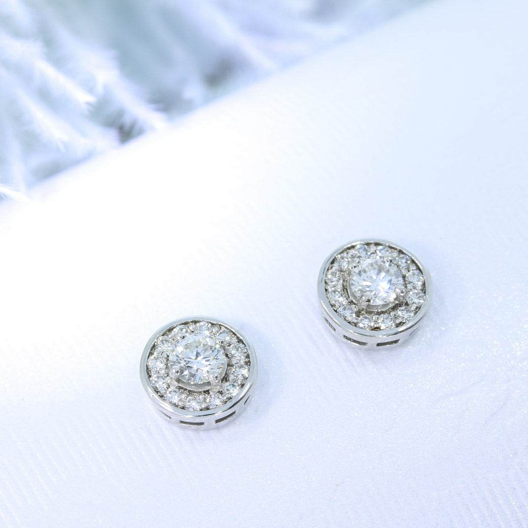 18ct White Gold Diamond Cluster Stud Earrings 0.63ct