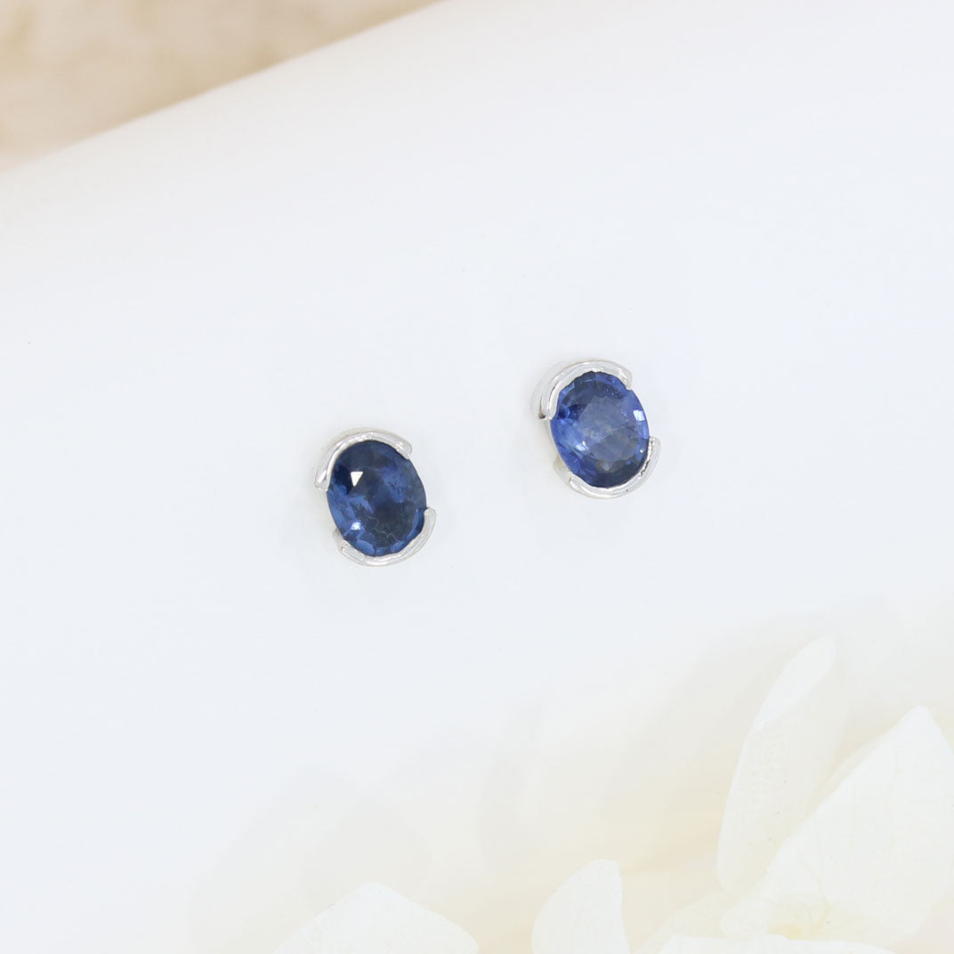 9ct White Gold Oval Sapphire Stud Earrings 0.79ct