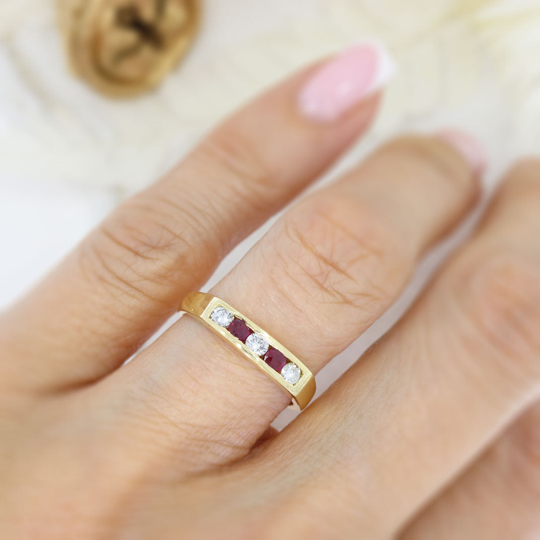 18ct Gold Ruby & Diamond Channel Set Eternity ring