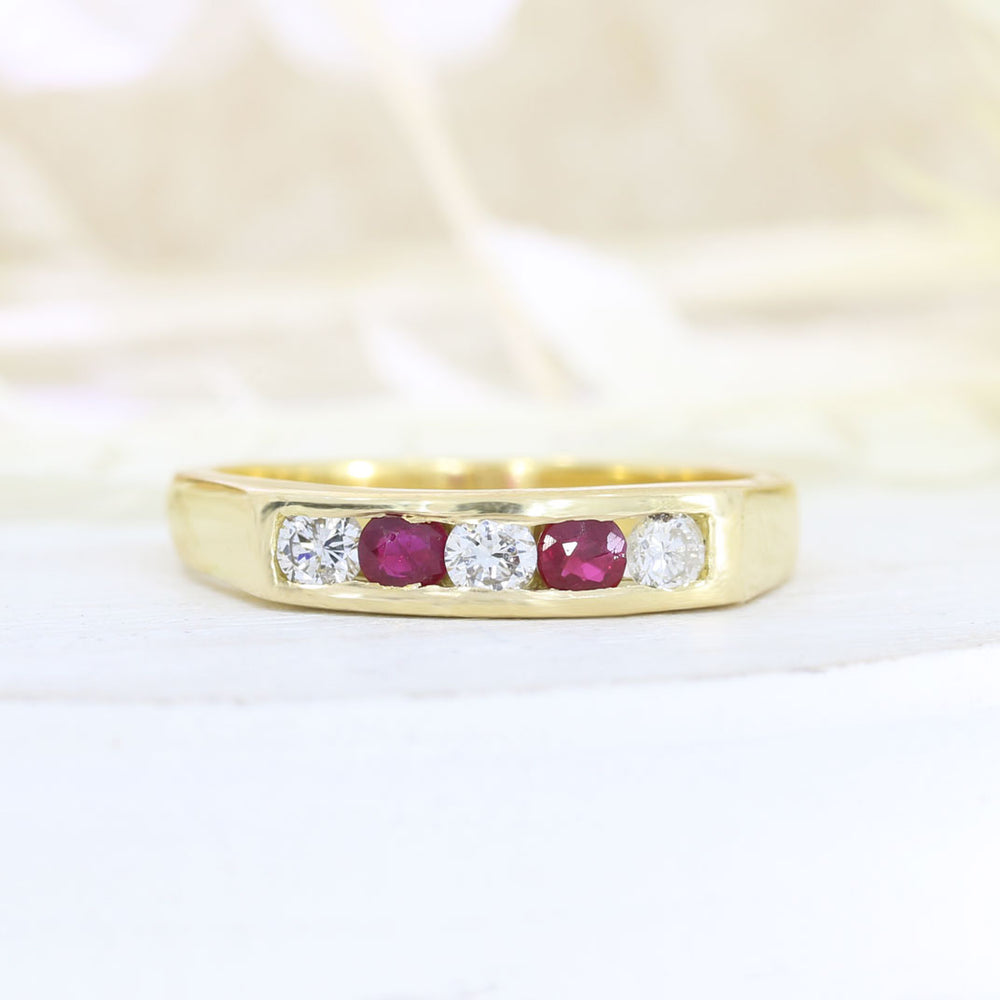 18ct Gold Ruby & Diamond Channel Set Eternity ring