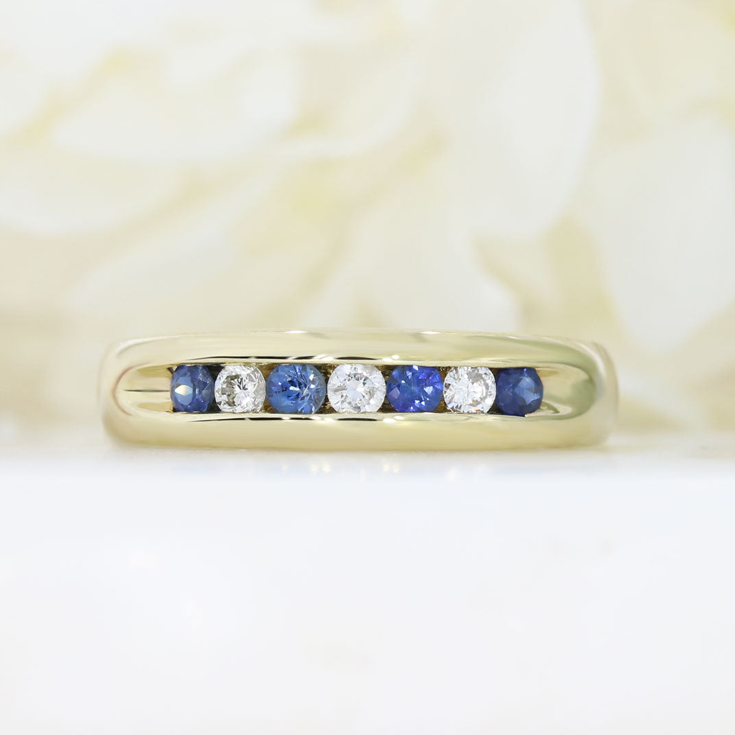 9ct Yellow Gold Sapphire & Diamond Eternity Ring