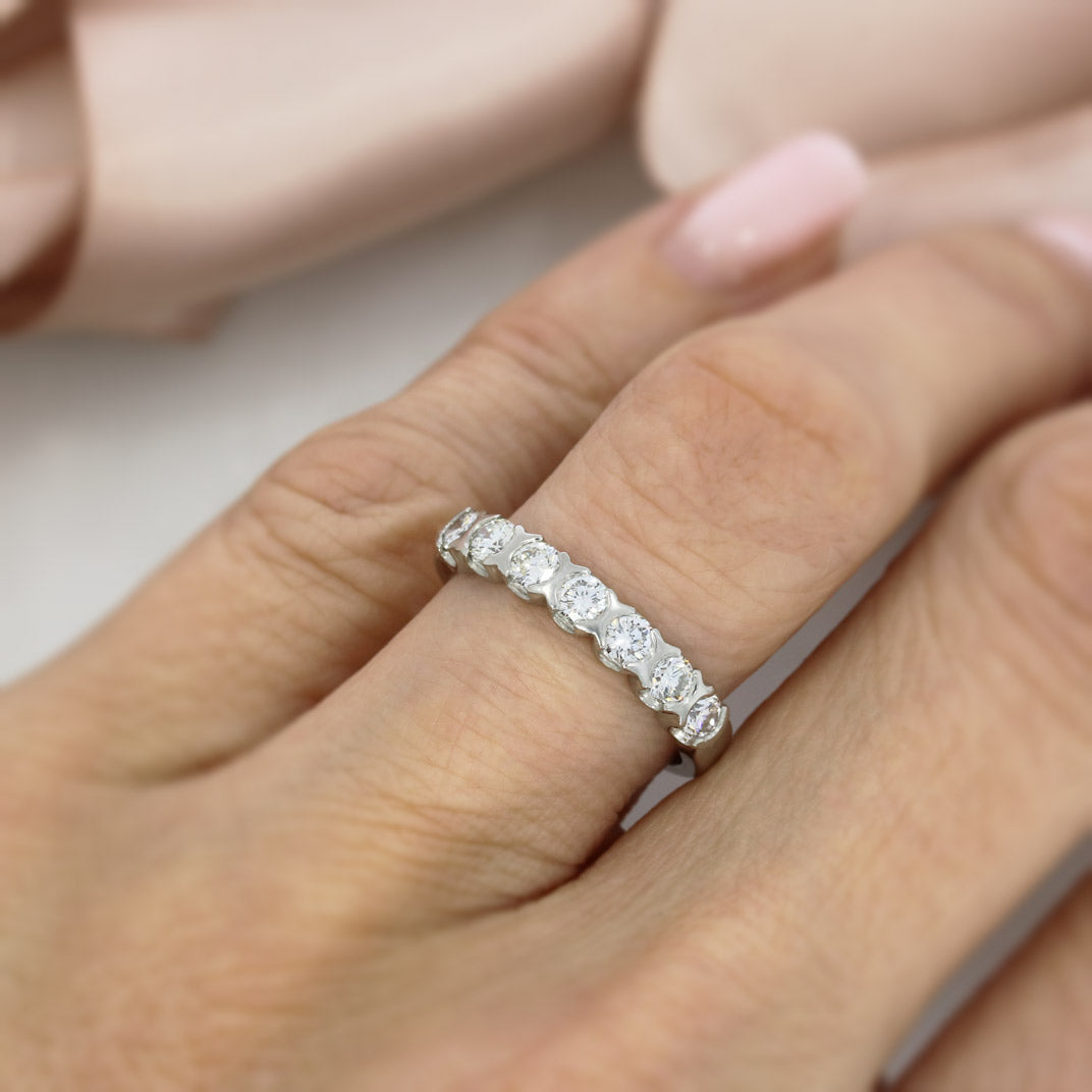 Palladium 950 7 Stone Diamond Eternity Ring 0.68ct