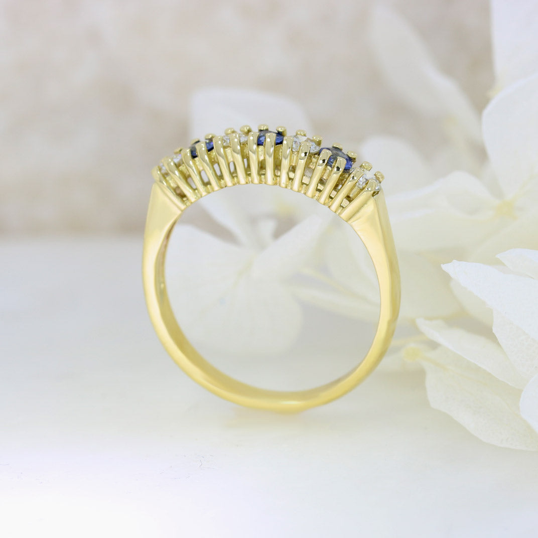 18ct Yellow gold Sapphire & Diamond Eternity Ring.
