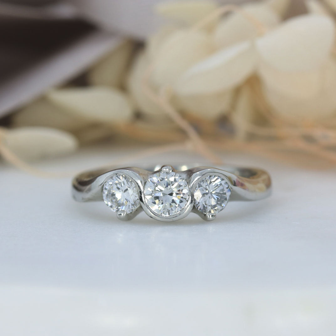 Platinum Diamond 3 Stone Ring 0.86ct