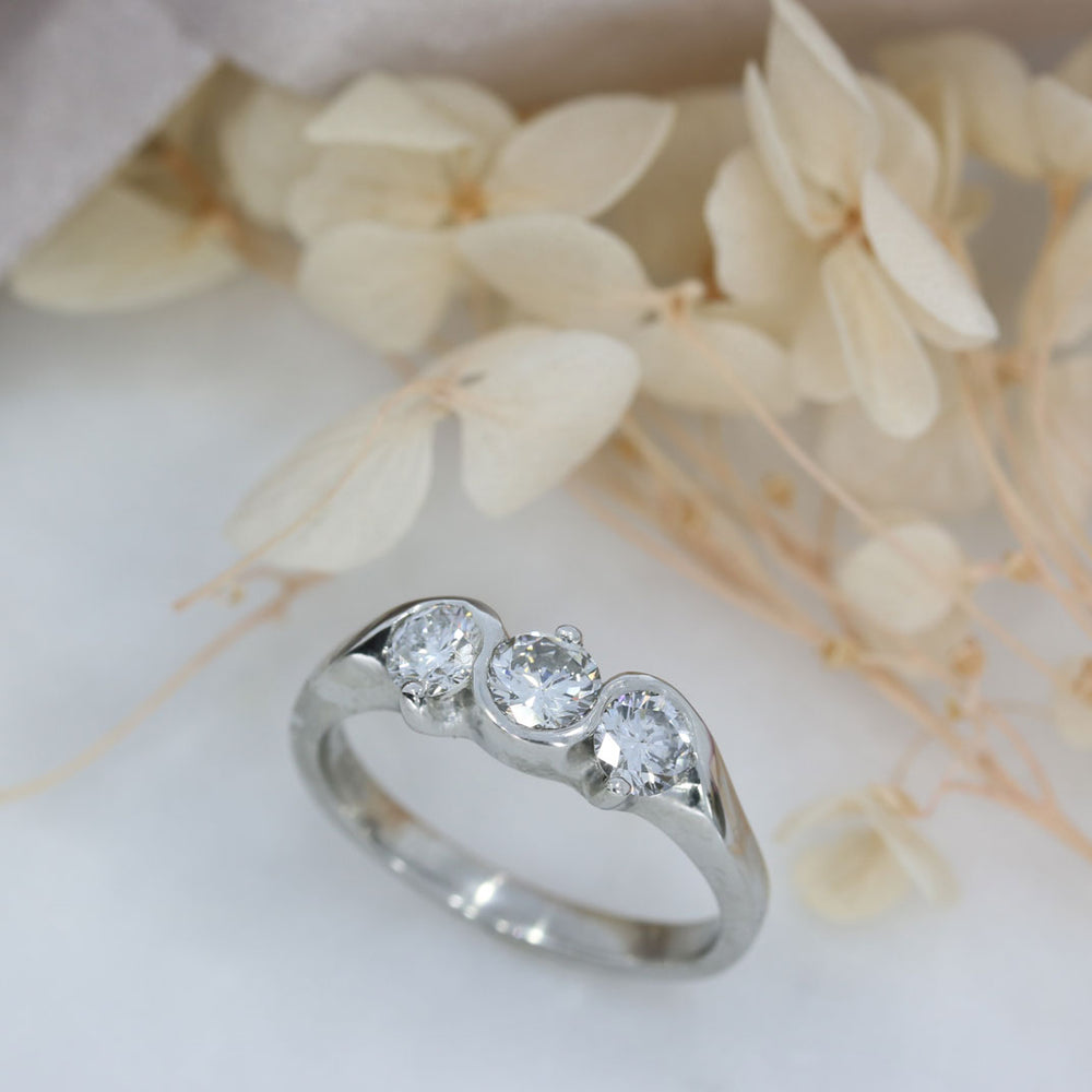 Platinum Diamond 3 Stone Ring 0.86ct