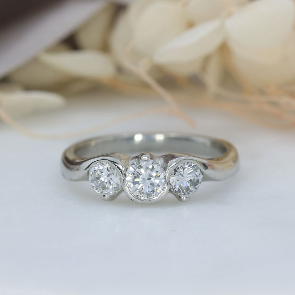 Platinum Diamond 3 Stone Ring 0.86ct