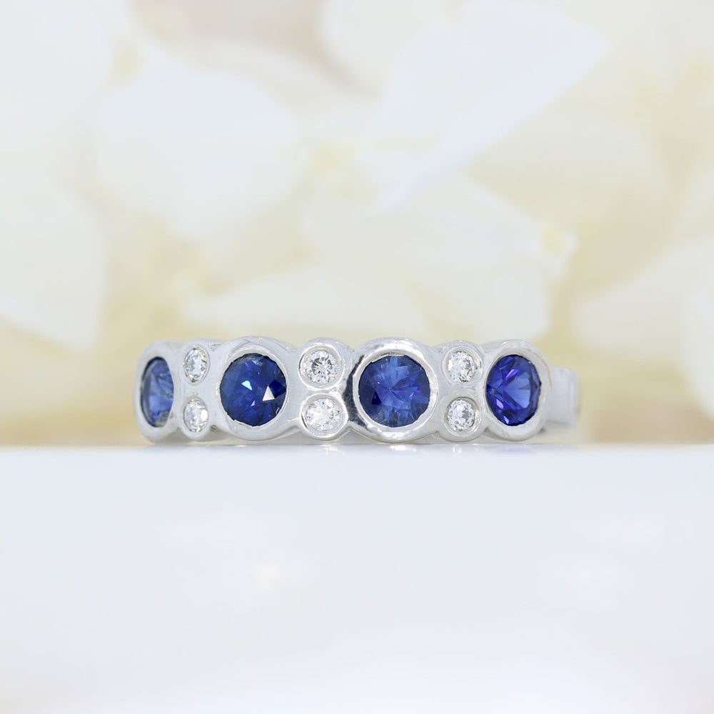 Platinum Sapphire & Diamond Half Eternity Ring