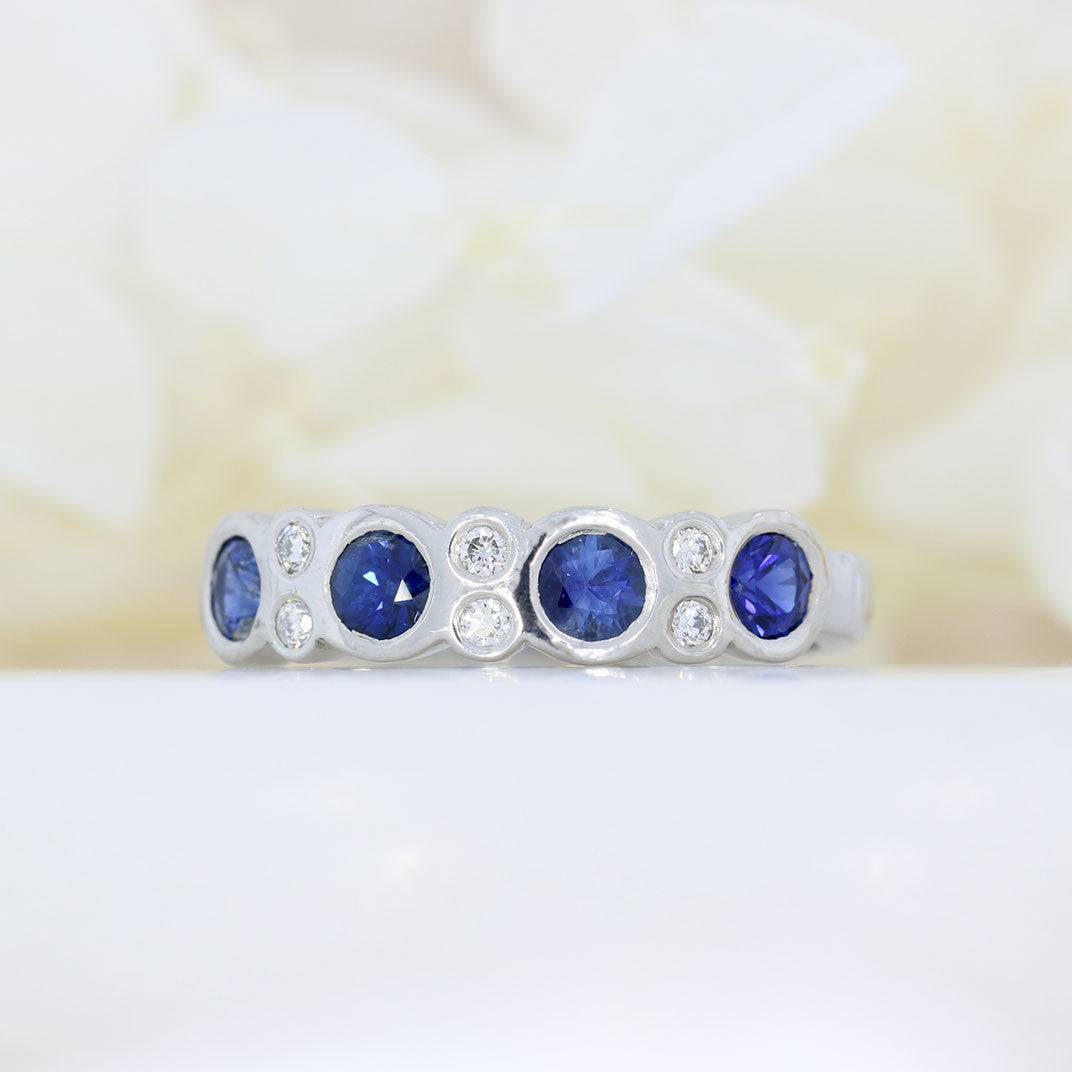 Platinum Sapphire & Diamond Half Eternity Ring