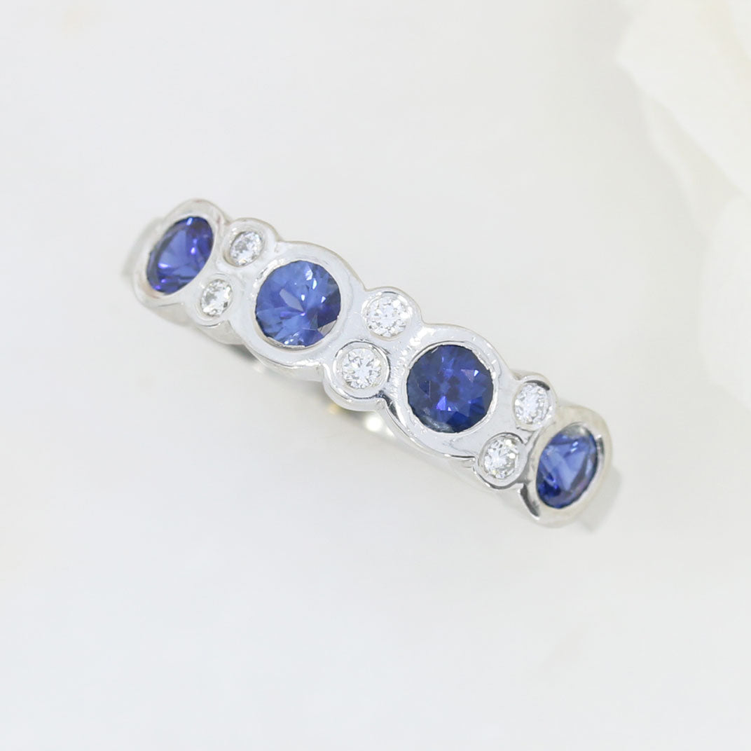 Platinum Sapphire & Diamond Half Eternity Ring