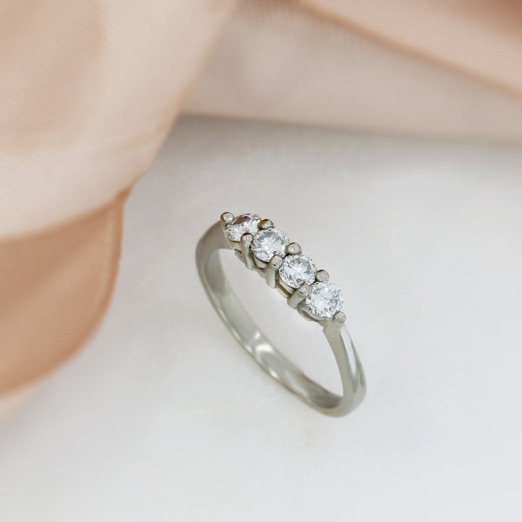 Palladium 950 4 Stone Brilliant Cut Diamond Ring 0.54ct