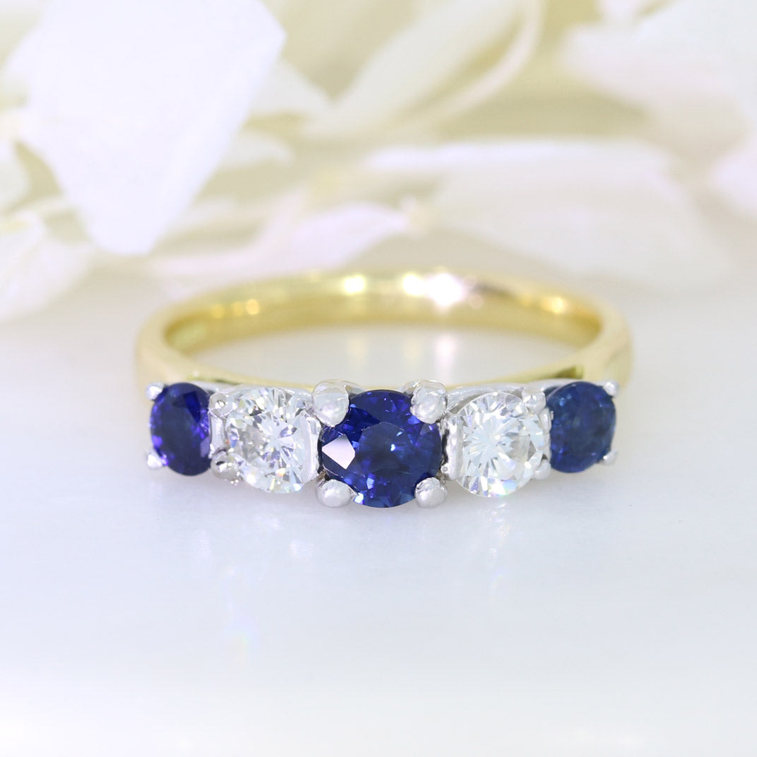 18ct Yellow Gold Sapphire & Diamond Eternity Ring.