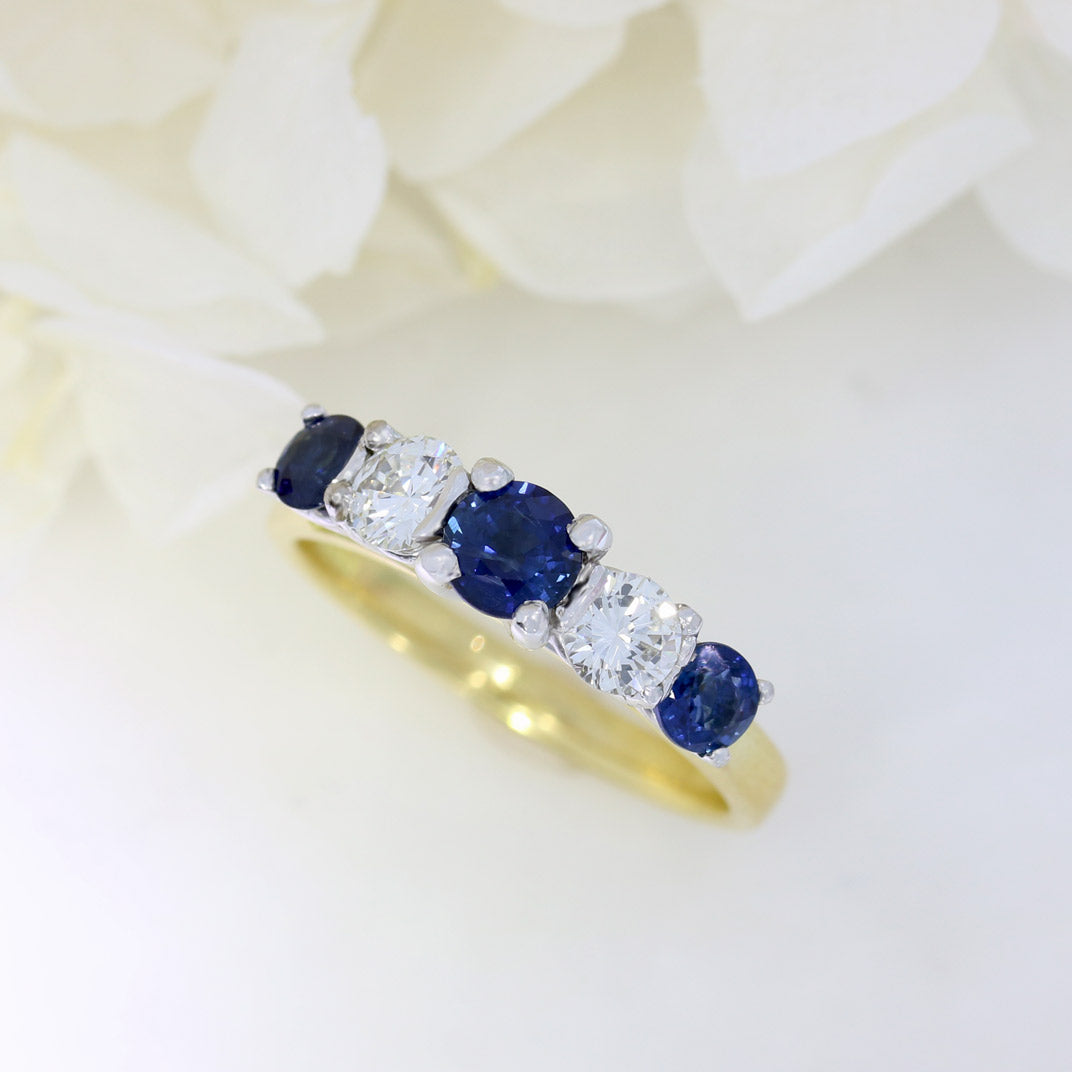 18ct Yellow Gold Sapphire & Diamond Eternity Ring.