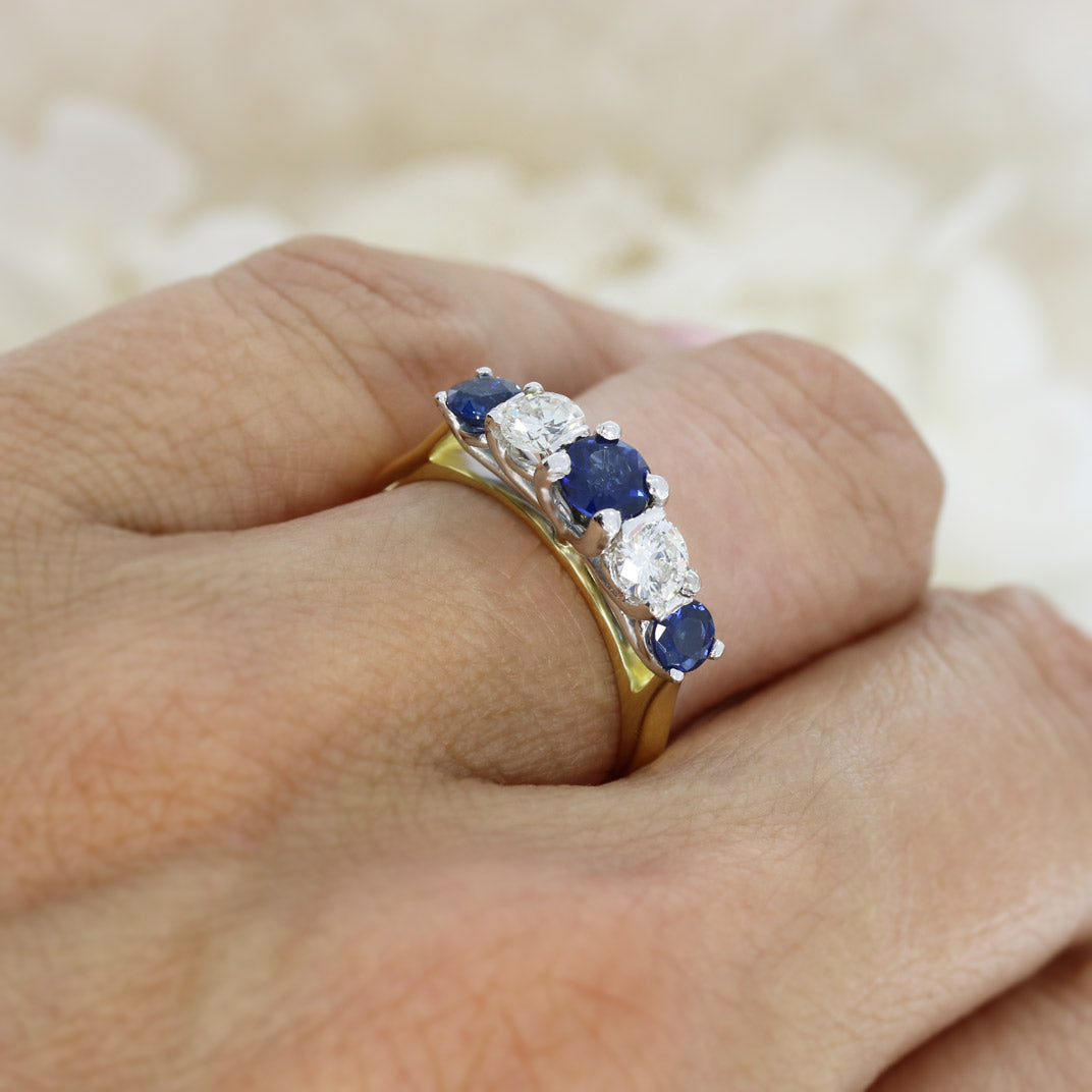 18ct Yellow Gold Sapphire & Diamond Eternity Ring.