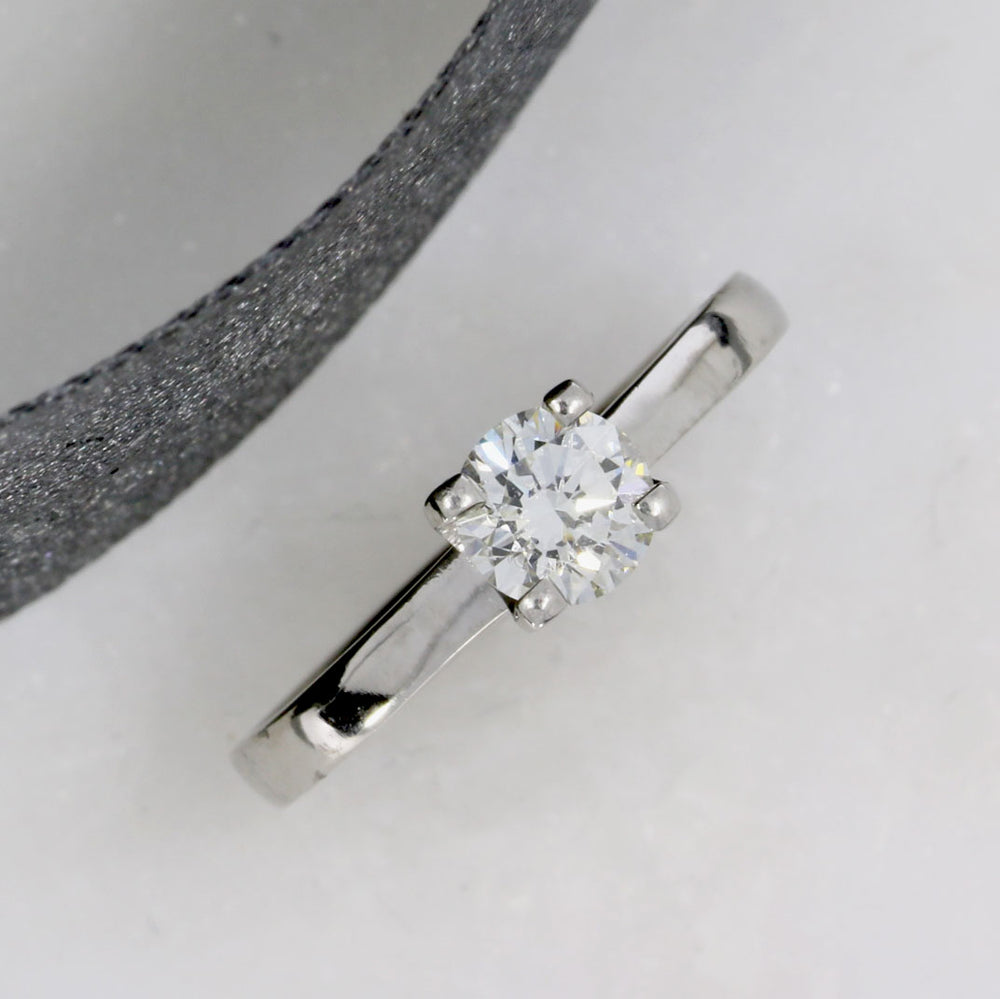 Palladium Certified Brilliant Cut Diamond Solitaire Ring 0.64ct K VS2