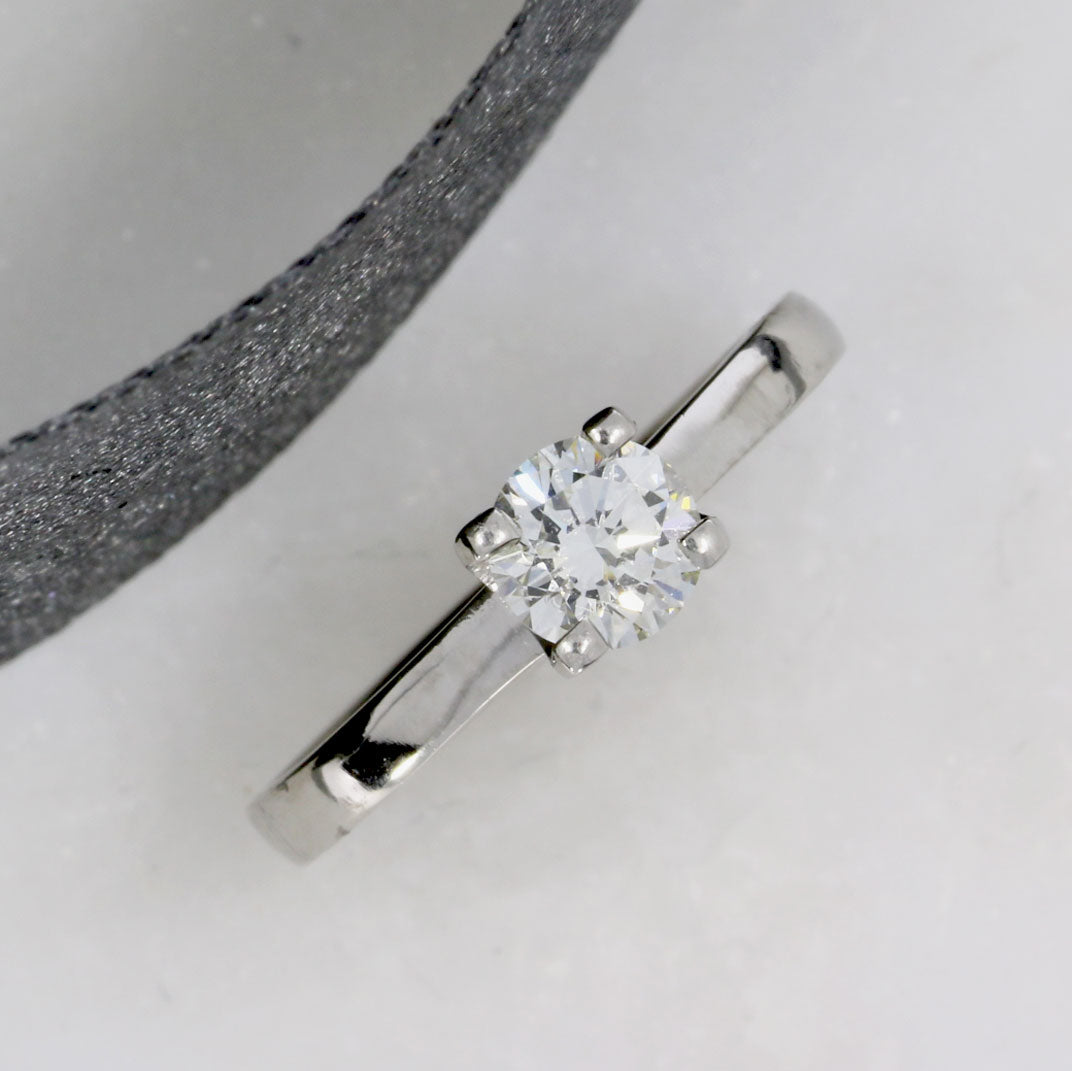 Palladium Certified Brilliant Cut Diamond Solitaire Ring 0.64ct K VS2