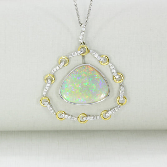 18ct Yellow & White Gold Fancy Opal & Diamond Pendant
