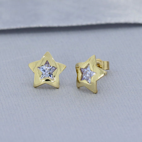 9ct Yellow Gold Cubic Zirconia Star Earring