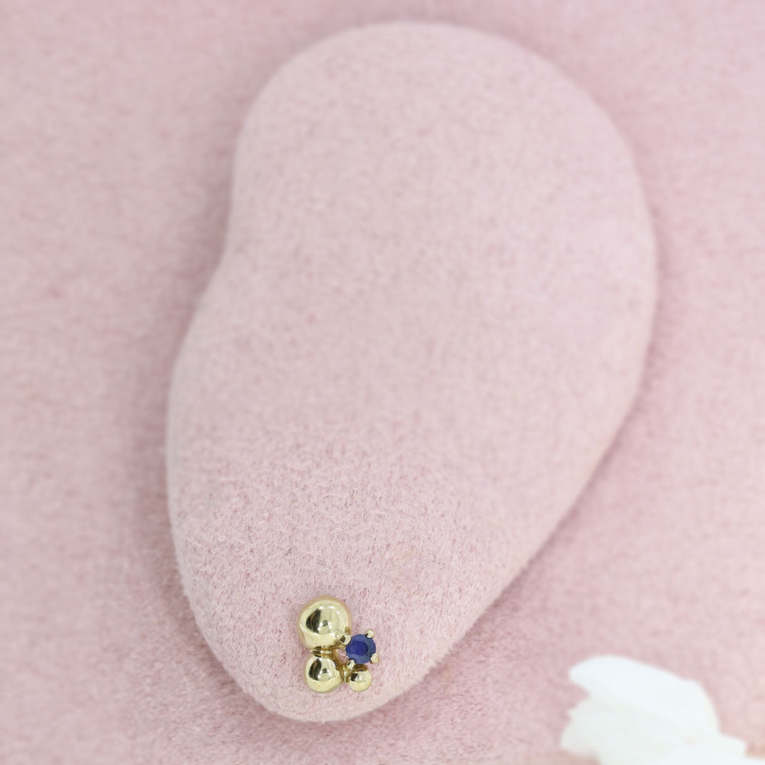 9ct Yellow Gold Earrings with a Claw Set Sapphire