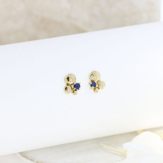 9ct Yellow Gold Earrings with a Claw Set Sapphire