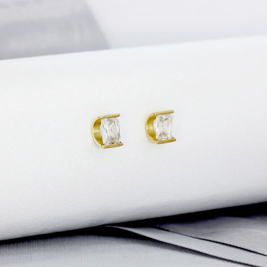 9ct Yellow Gold CZ Stud Earrings