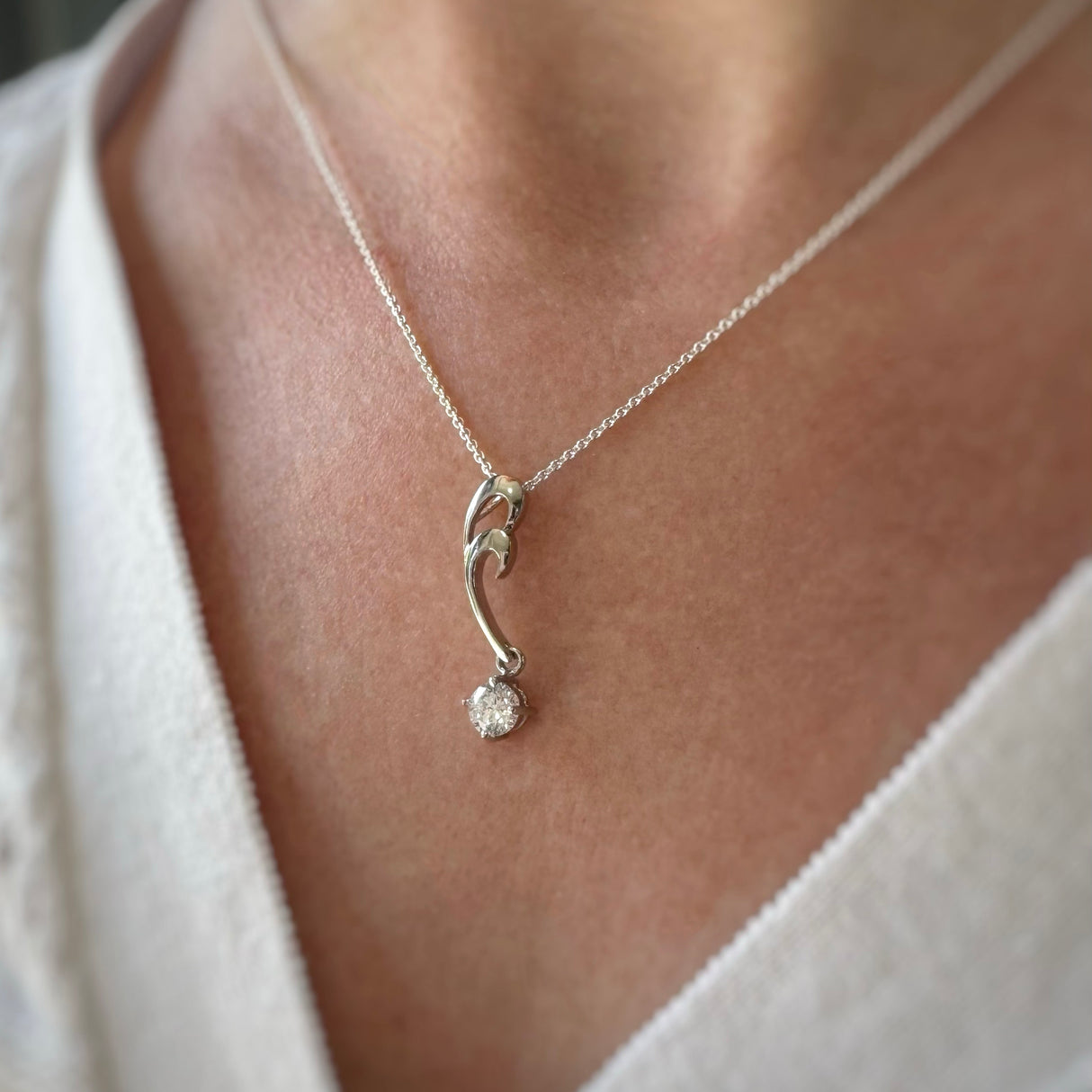 Silver double fancy swirl pendant with Cubic Zirconia
