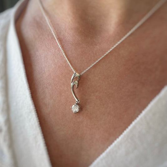 Silver double fancy swirl pendant with Cubic Zirconia