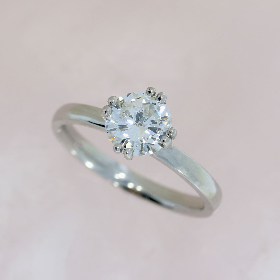 Pre Owned Certified Platinum Brilliant Cut Diamond Solitaire Ring 1.06 G SI2