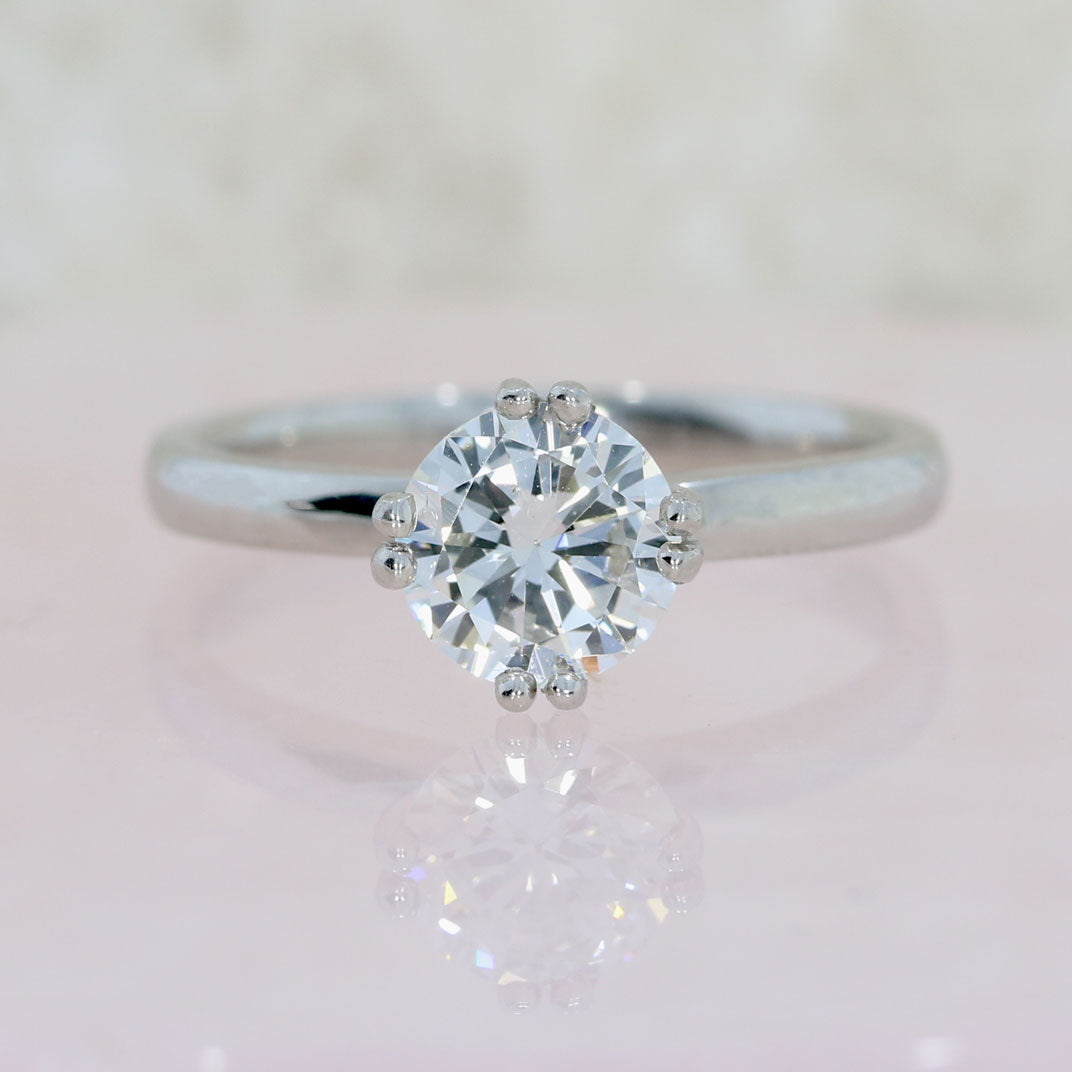 Pre Owned Certified Platinum Brilliant Cut Diamond Solitaire Ring 1.06 G SI2