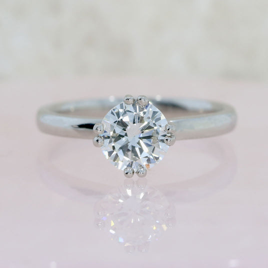 Pre Owned Certified Platinum Brilliant Cut Diamond Solitaire Ring 1.06 G SI2