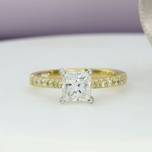 Pre Owned 18ct GIA Certified Rectangular Modified Brilliant Cut Diamond Solitaire Ring 1.04ct