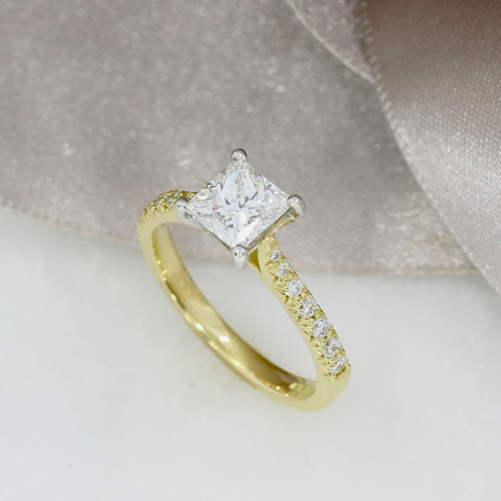Pre Owned 18ct GIA Certified Rectangular Modified Brilliant Cut Diamond Solitaire Ring 1.04ct