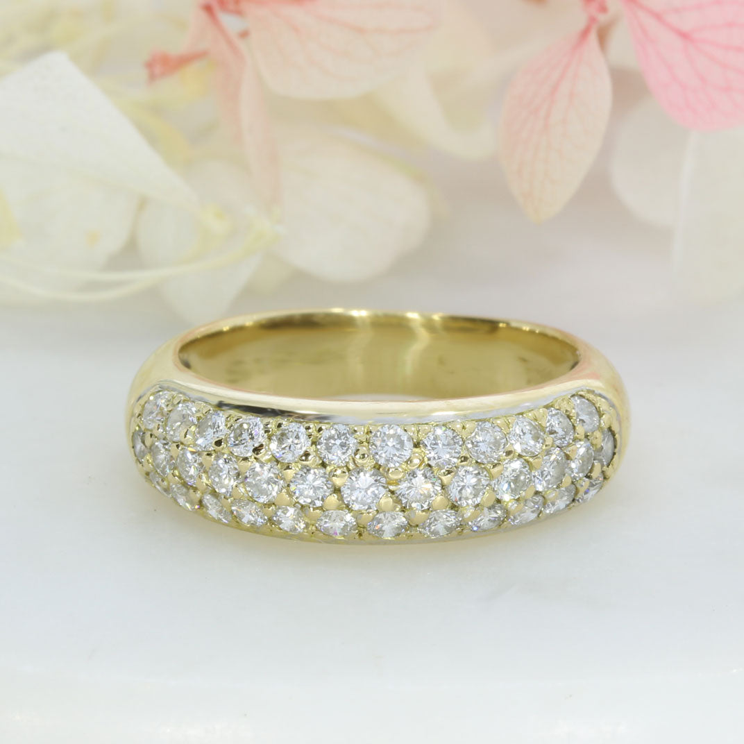 Pre Owned 18ct Yellow Gold 3 Row Diamond Dress Ring Approx 0.70ct