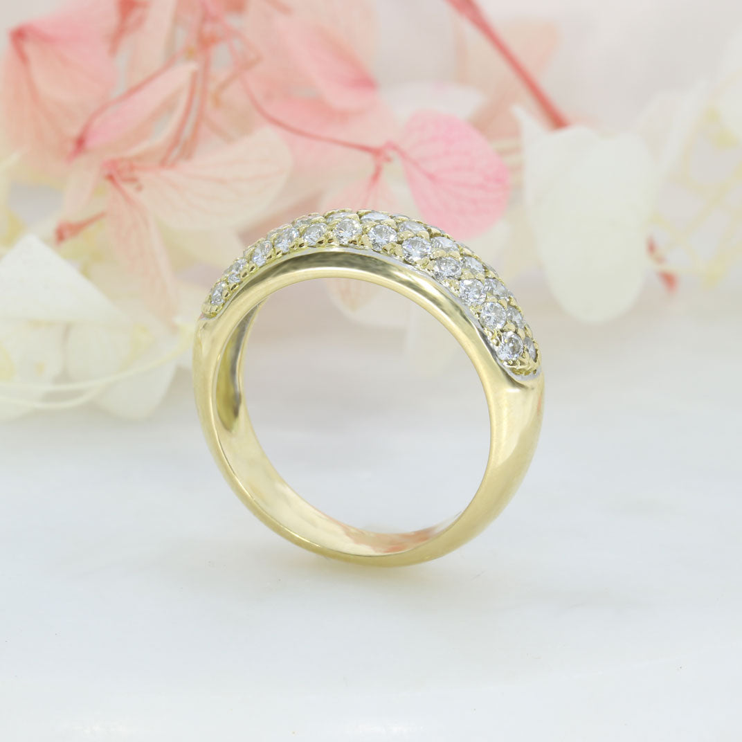 Pre Owned 18ct Yellow Gold 3 Row Diamond Dress Ring Approx 0.70ct