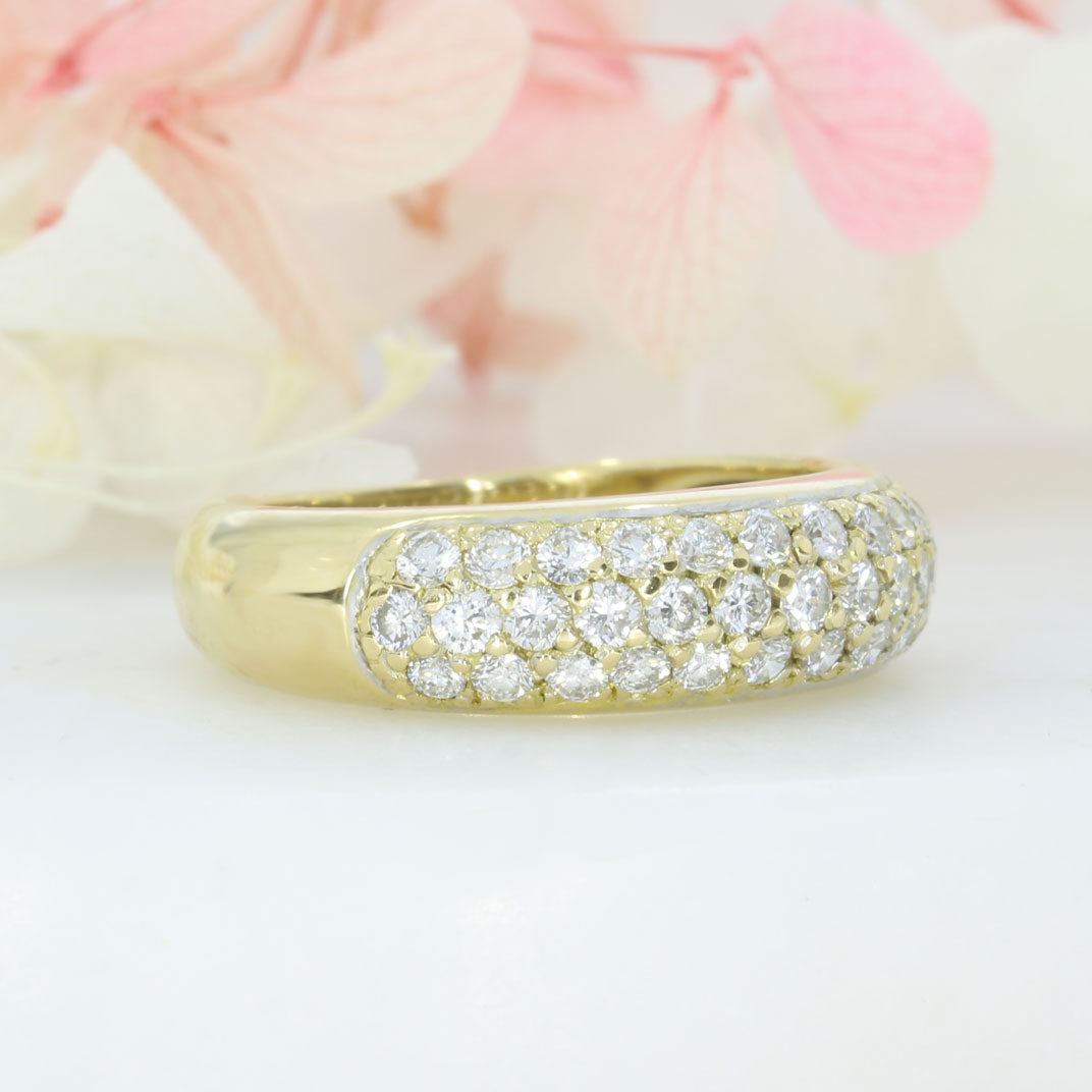 Pre Owned 18ct Yellow Gold 3 Row Diamond Dress Ring Approx 0.70ct