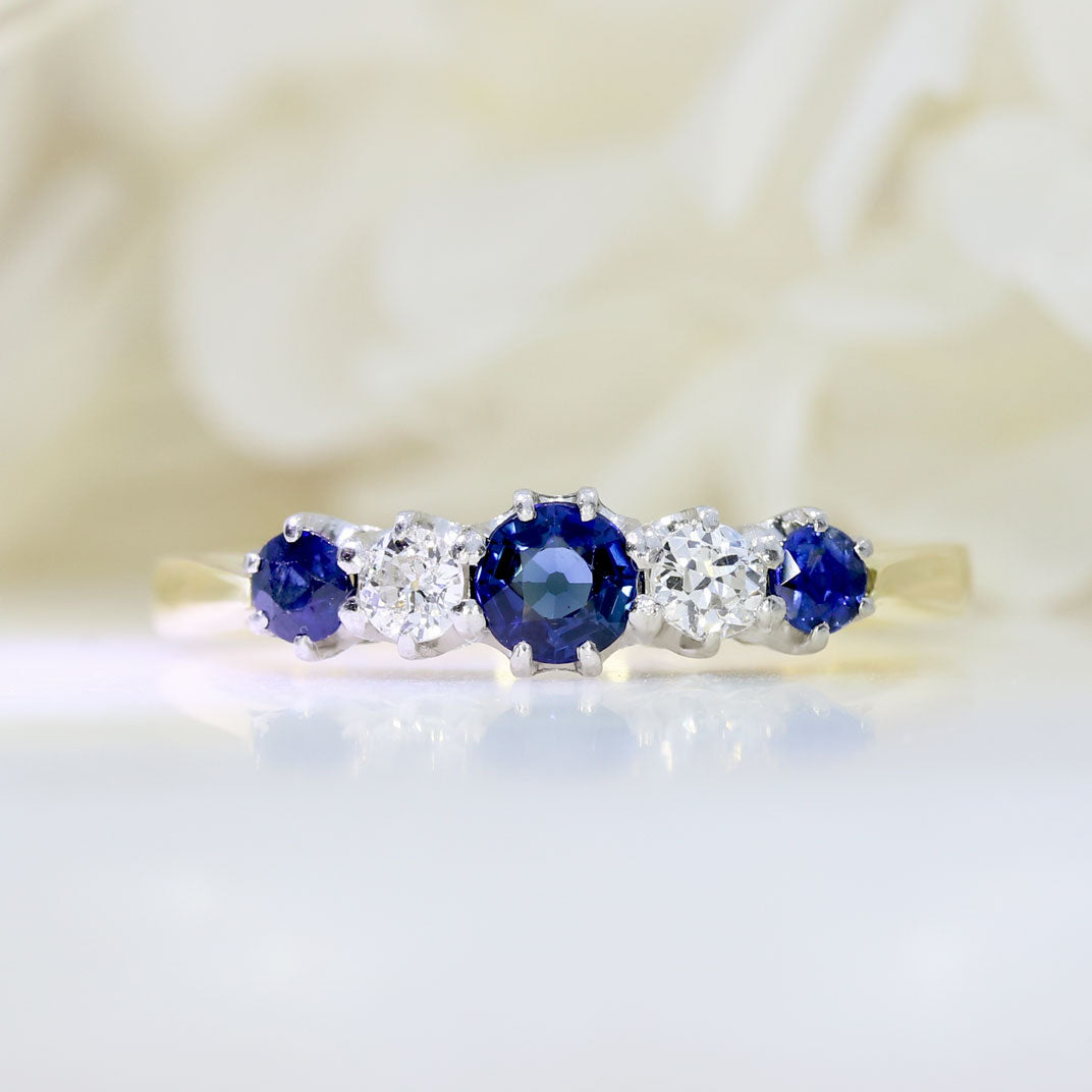 Pre Owned 18ct Yellow Gold Sapphire & Diamond Eternity Ring