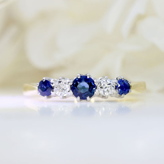 Pre Owned 18ct Yellow Gold Sapphire & Diamond Eternity Ring