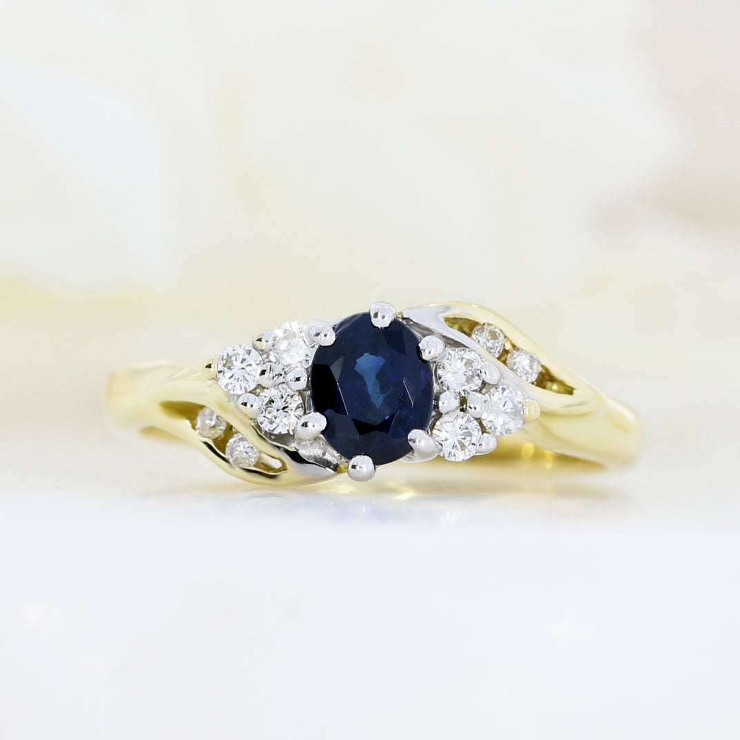 Pre Owned 18ct Gold Sapphire & Diamond Fancy Cluster Ring
