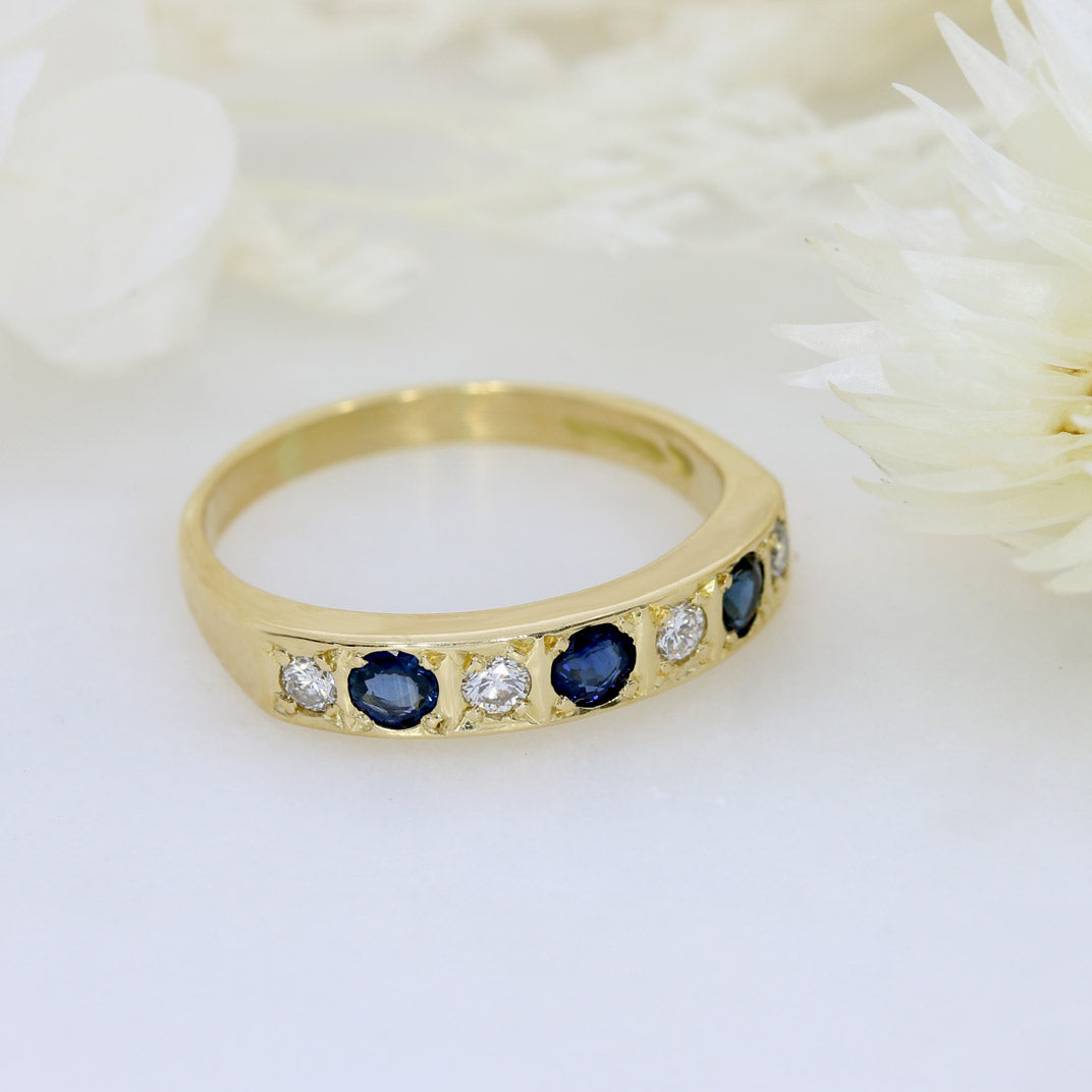 Pre Owned 18ct Yellow Gold Sapphire and Diamond Eternity Ring