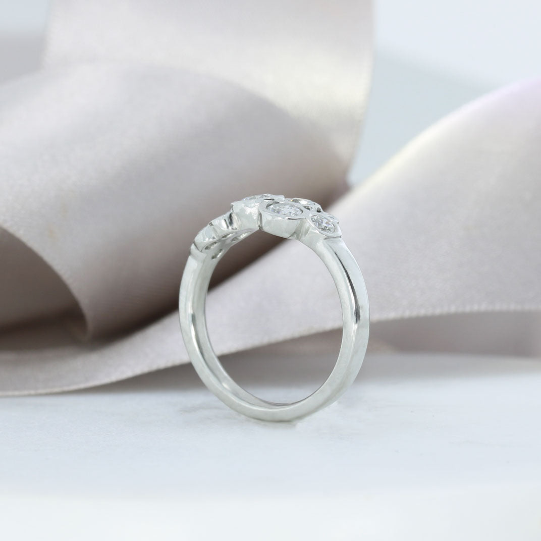 Platinum Bubble Style Ring Set With 10 Round Diamonds 1.03ct