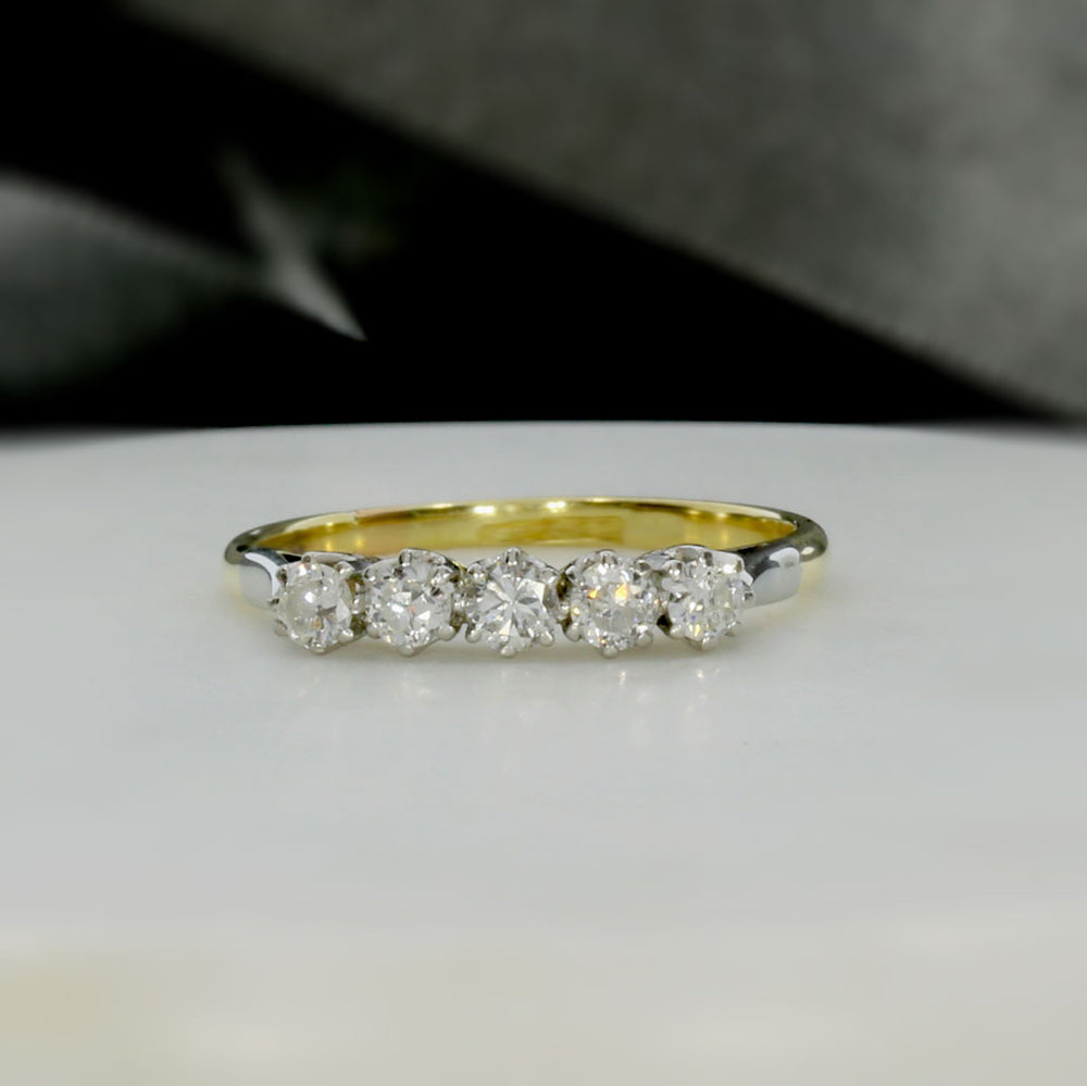 Pre Owned 18ct Yellow Gold & Platinum 5 Stone Diamond Ring